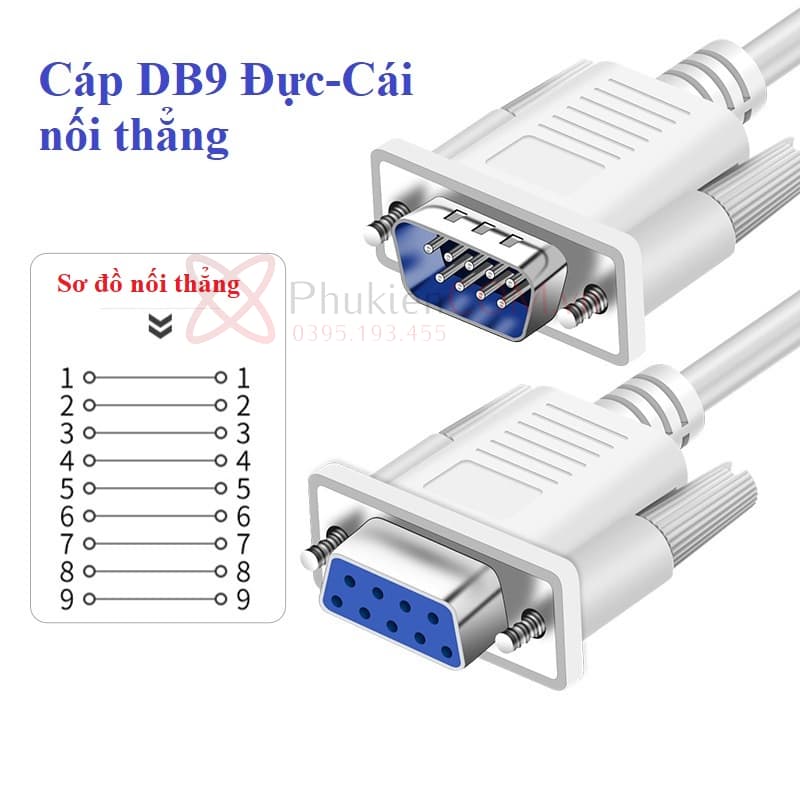 Dây cáp DB9 RS232 nối thẳng đực cái, đực đực, cái cái