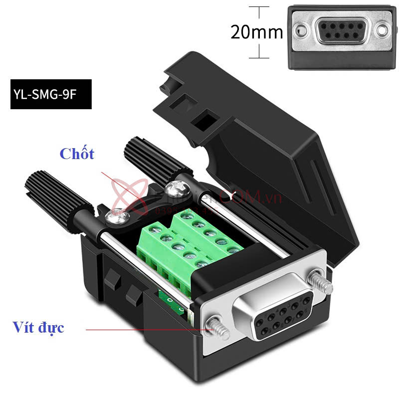 Đầu DB9 RS232 Chân Cái, Chân Đực Không Hàn